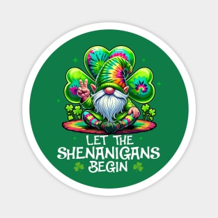 Funny Gnome Tie Dye Shamrock Let Shenanigans Begin St Patricks Day Magnet